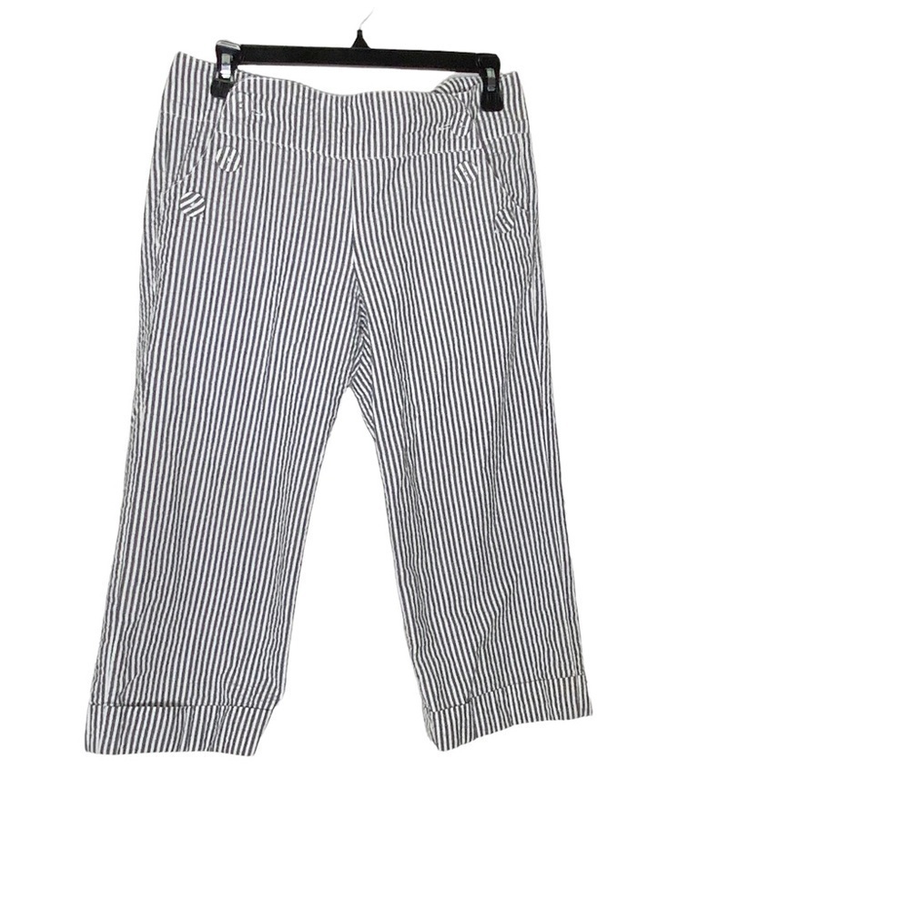 SANDRO cropped striped pants. Front button closure. Size 6